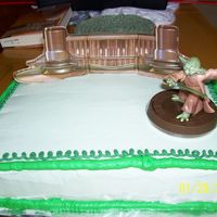 Yoda Birthday Cake This is a cake made for my cousin. I ordered the pieces and put them on the cake that way he could play with the toy when he was done.