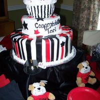 Graduation Cake With Giant Cupcake Top I made this Graduation Cake with Giant Cupcake Top. Her colors are black and red. It's buttercream with fondant accents. I cut the...