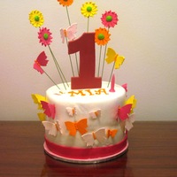 Butterflies And Daisies Based on Pink Cake Box design for a friend's one year old.