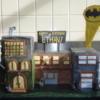 Batman Block Vanilla cake covered in fondant with fondant/gumpaste accents. Thank you for the ideas CC!
