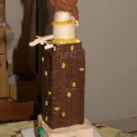 King_Kong_9.jpg King Kong on the Empire State Building. Orange Pound Cake with Hershey bar windows and jelly bean lights. King Kong is marzipan dredged in...