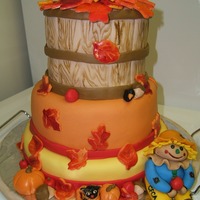 Fall Festival Cake I made this for a Fall Festival. It's all fondant. Leaves are hand painted.