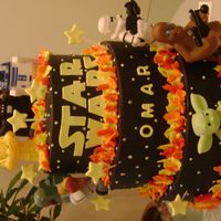 Star Wars pastel de mantequilla con los personajes de plastico