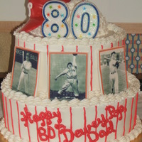 Phillies Fan Birthday cake for a big Phillies fan...used to play ball in high school. Baseball cap is make from chocolate mold. "Baseball Cards&...