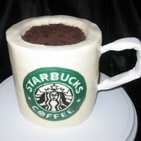 Starbucks Mug Made for my hubby's b-day. Chocolate cake covered in BC with BC image transfer.