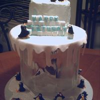 Penguin Party This is my boyfriends birthday cake its a 5" frozen banana split trifel. It is small for the 2 of us but since he was 40 I wanted to...