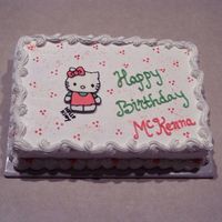 Hello Kitty 9x13 SheetCake; picture transferred using the freezer method.