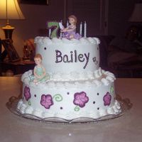 Ballerina Birthday Cake Buttercream icing, brushed embroidery flowers