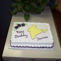 India 9x13 sheetcake; India shape outlined then filled in with stars.