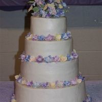 Hydrangea Wedding Cake This is my first real wedding cake! Gumpaste hydrangeas and buttercream frosting. 12 & 10" cakes are vanilla and 8" &6&...