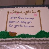 Clothesline Cake 12x18 sheet cake 1/2 Chocolate 1/2 vanilla buttercream icing