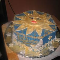 Sun, Moon & Stars The cake has buttercream icing but the decorations (sun, moon & stars) are done in fondant. This was done for a customer's...