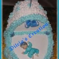 Bassinet This is a 3d bassinet decorated with buttercream icing. The baby was made out of fondant. This is the best way to make a bassinet cake...