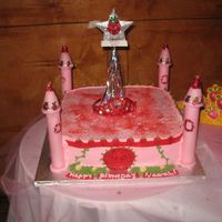 Strawvery Shortcake Princess Castle This cake was made for one of my customer's daughter. She wanted a strawvery shortcake princess theme castle. This is a tres leches...