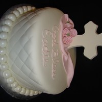 Eadie's Baptism Double layer 10" round. Covered in MMF with MMF accents. Cross is candy melts