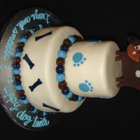 Frogs & Snails... 10" round bottom and 6" round top. Covered in MMF with MMF/gumpaste accents.