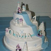 Olivia's Winter This cake was for my cousin's daughters first birthday. The tiers were 14, 10 and 6 inches. The cake was covered in fondant and all...