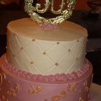 50Th Bday Cake The birthday girl loved mauve, cream and gold. I wish I would have worked some more gold into the cake theme, but they loved the cake!