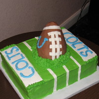 "colts" Groom's Cake used "Sarah's Red Velvet Cake TWEAKED" recipe from CC and it is a wonderful cake recipe!! used Wilton Cream cheese icing...
