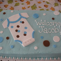 Boy Baby Shower Cake Thanks for ladyonzlake for the inspiration on this "onsie" baby shower cake! Yellow cake, buttercream icing, homemade fondant...