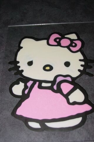 Hello Kitty Chocolate Transfer This is my first chocolate transfer. The black ran a little when I added the white chocolate. (I tried to repair the eyes a little after...