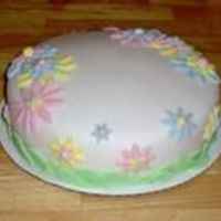 My Parents' Anniversary Cake This is my first cake EVER! Yellow cake, BC, Wilton's fondant. The cake and BC were yummy. The fondant was...fun to play with :)