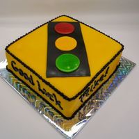 Traffic Light Sign Airbrushed fondant for the first time as the primary color. Sooo much easier than kneading in color! All fondant with buttercream borders...
