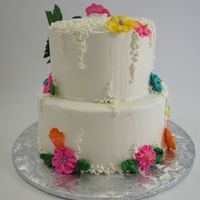White With Bright Flowers This is actually the back of my waterfall cake, but I would like to do one like this all the way around sometime, I liked how it came out....