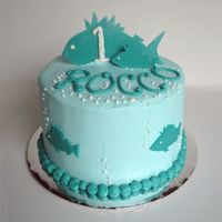 Fish Birthday Smash Cake All buttercream except the fish, which were cut out to match a graphic used on the invitations.