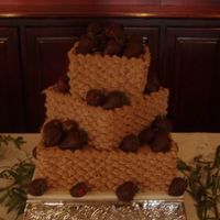 Square Basketweave chocolate cake with choc buttercreme basketweave w/ chocolate covered strawberries