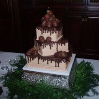 Choc Cake With Choc Buttercreme And Ganache Drip And Strawberries 