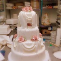 Pink Gumpaste Roses, Fondant Swags 