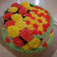 Practice Cake I was trying a practice cake for my final Wilton 1st class for Thursday. I should have left the peach and yellow swirl flowers off. I think...