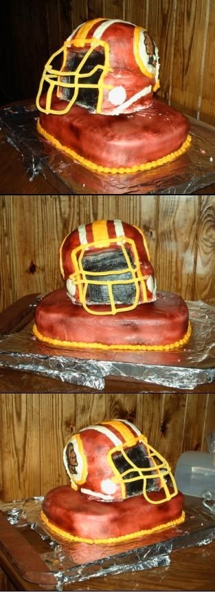 Redskins Grooms Cake Kinda screwed up big time on the structural part...its was kinda falling apart....but I've never done a cake like this before. ^^; I...