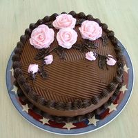 Chocolate Cake With Pink Roses Chocolate Cake with Pink Roses Birthday Cake