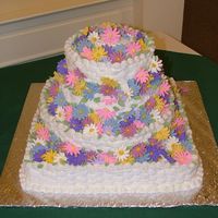 Daisy Cake Daisies are made from royal icing.