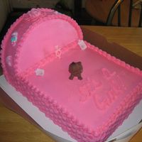 Img_1364_2.jpg I MADE THIS CAKE FOR A BABY SHOWER. SHE WANTED ALL PINK. I THINK NEXT TIME I WILL USE A DIFFERENT COLOR FOR THE LETTERING ON THE CAKE, BUT...