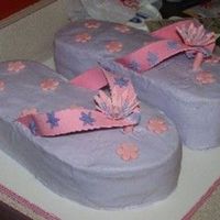 Flip-Flop 1 chocolate shoe and 1 butter cake with B/c icing and gumpaste accents. Inspired by the great flip-flops on here.