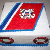 Kids Coast Guard Birthday Buttercream icing with royal icing life rings and emblem