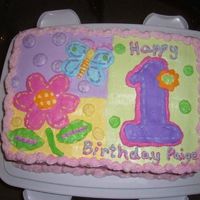 First Birthday Cake Designed to match napkins & plates for birthday party. Chocolate cake, dulce de leche filling, buttercream icing.