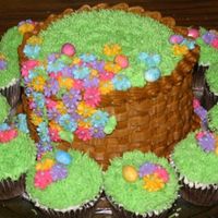 Easter Chocolate cake w/ buttercream icing and fondant easter eggs