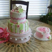 Anabelle's First Birthday Top was strawberry with strawberry filling and the bottom was chocolate with buttercream. Fondant accents with real ric-rac. Her smash cake...