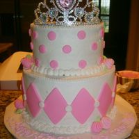 Happy 5Th Birthday Princess Camille! I made this for my daughter's 5th bday. Top was white with strawberry and bottom was chocolate with buttercream. Thanks for looking.