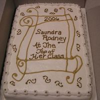 Retirement Cake For School Employee This could've been much better - was really tired. Got the scroll design here on CC - thanks!