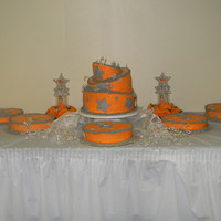 Orange And Stars Topsy Turvey This cake was for a Quincianera! Buttercream frosting with fondant accents! My first attempt at a topsy tuvey!