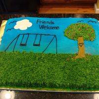 Block Party Full sheet cake for neighborhood party . this will be the first cake my new neighbors have seen of mine hope they like it.