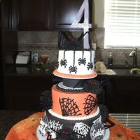 Creepy Crawly Birthday! Three tiers: bottom; choc cake, straw fill, choc bc. Middle; pineapple cake, straw fill, vanilla bc. Top; white cake, straw fill, van bc....