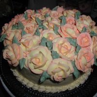 Full Of Roses All roses were made of two-toned royal icing to represent the Joseph's coat rose, my mom's favorite.