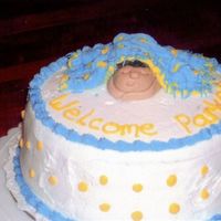 Baby Shower all buttercream cake, mmf baby. Couple adopted adorable African American baby. Tried getting as close as possible. She loved it.