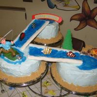 Fishing Birthday Cake I did this cake in a fishing theme for my husband's 40th birthday.